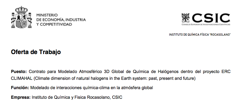 Oferta de trabajo en el Instituto Rocasolano del CSIC 